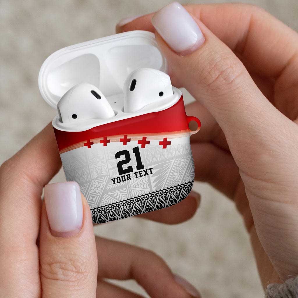 Ikale Tahi Pacific Tonga Rugby Custom AirPods Case Tongan Ngatu with Flag Pattern LT9 - Polynesian Pride