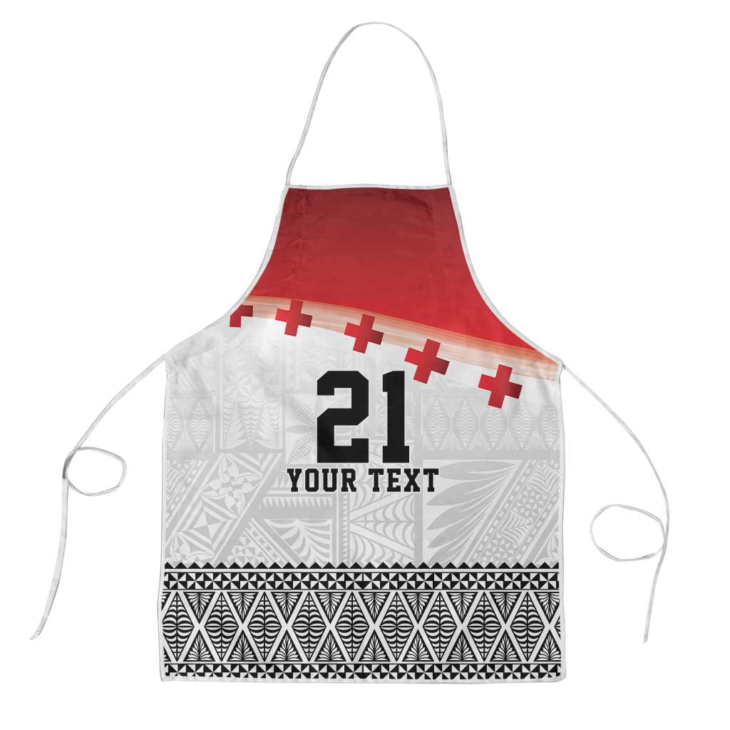 Ikale Tahi Pacific Tonga Rugby Custom Apron Tongan Ngatu with Flag Pattern LT9 Red - Polynesian Pride