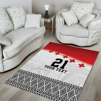 Ikale Tahi Pacific Tonga Rugby Custom Area Rug Tongan Ngatu with Flag Pattern