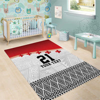 Ikale Tahi Pacific Tonga Rugby Custom Area Rug Tongan Ngatu with Flag Pattern