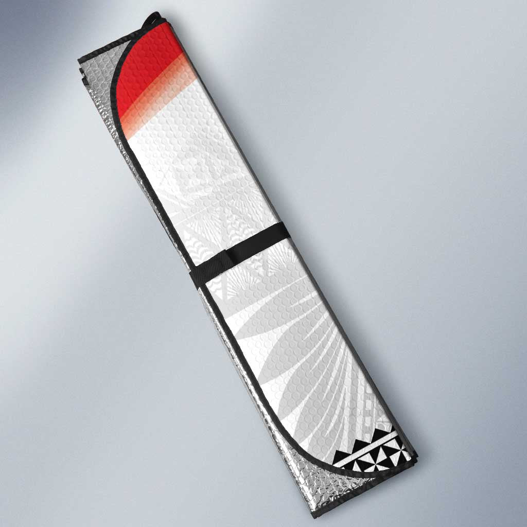 Ikale Tahi Pacific Tonga Rugby Custom Auto Sun Shade Tongan Ngatu with Flag Pattern - Polynesian Pride
