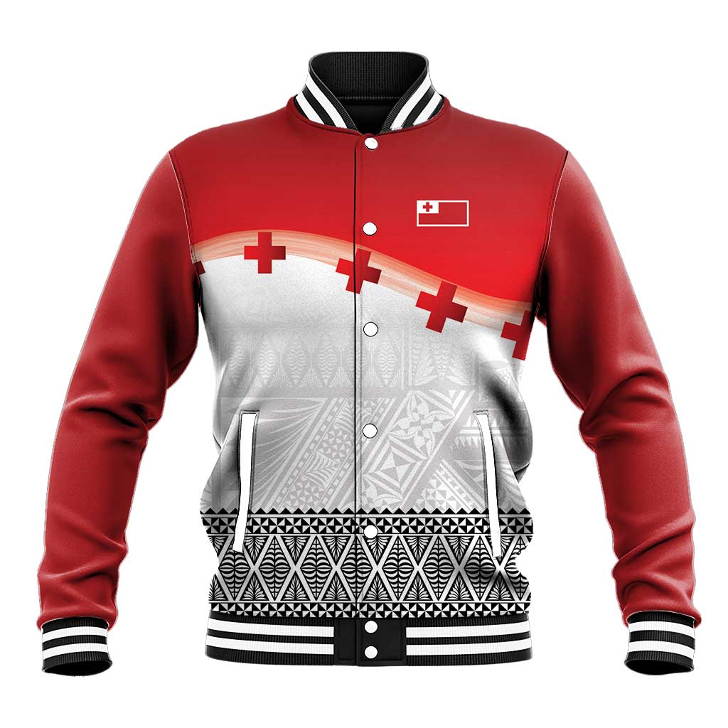 Ikale Tahi Pacific Tonga Rugby Custom Baseball Jacket Tongan Ngatu with Flag Pattern LT9 Unisex Red - Polynesian Pride
