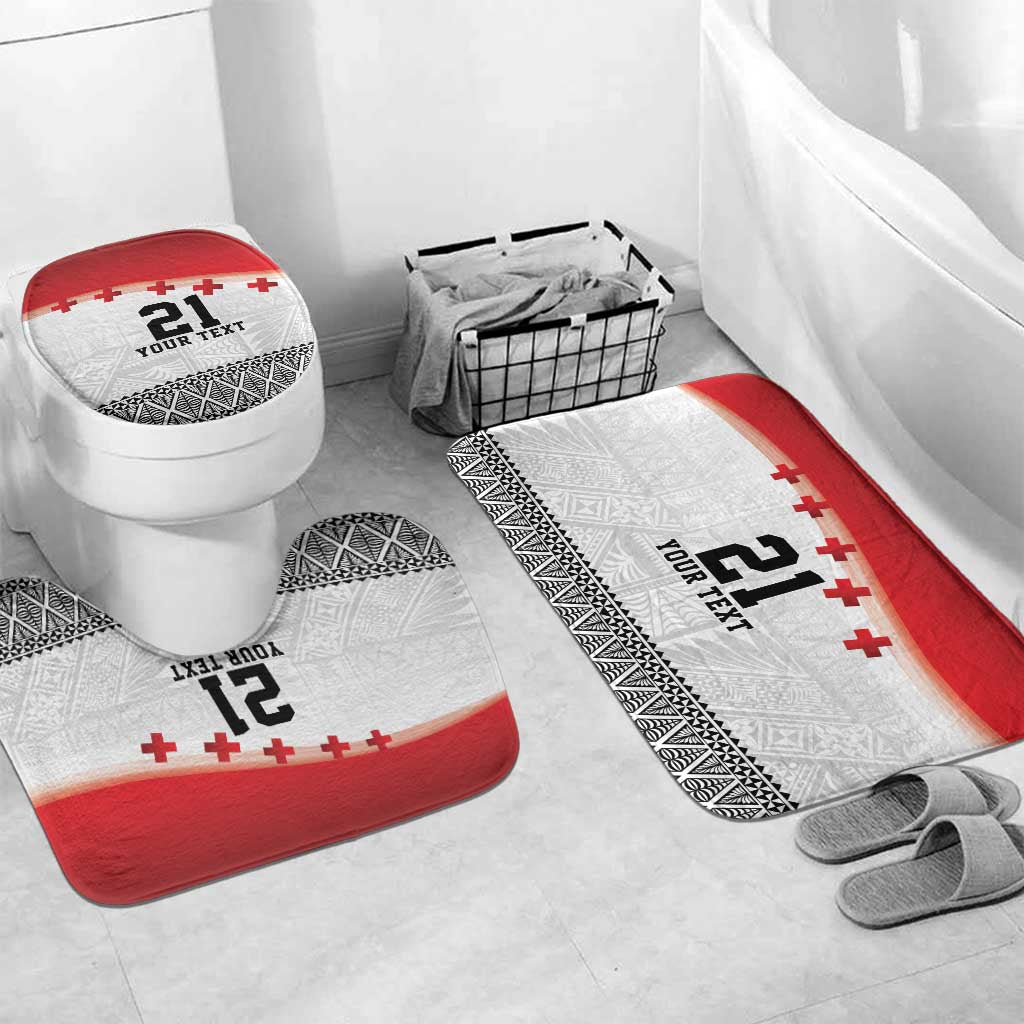 Ikale Tahi Pacific Tonga Rugby Custom Bathroom Set Tongan Ngatu with Flag Pattern - Polynesian Pride