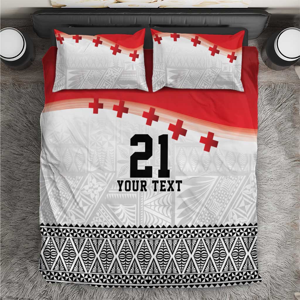 Ikale Tahi Pacific Tonga Rugby Custom Bedding Set Tongan Ngatu with Flag Pattern