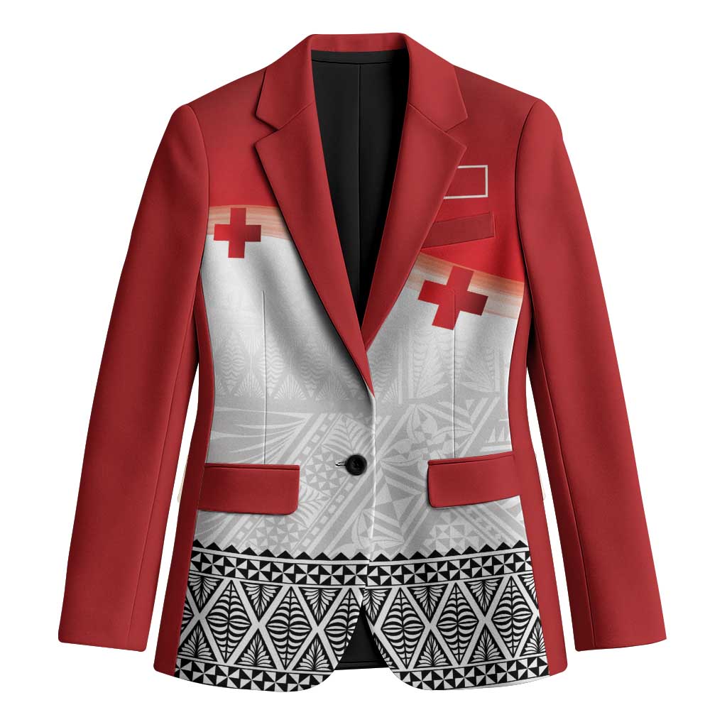 Ikale Tahi Pacific Tonga Rugby Custom Blazer Tongan Ngatu with Flag Pattern - Polynesian Pride
