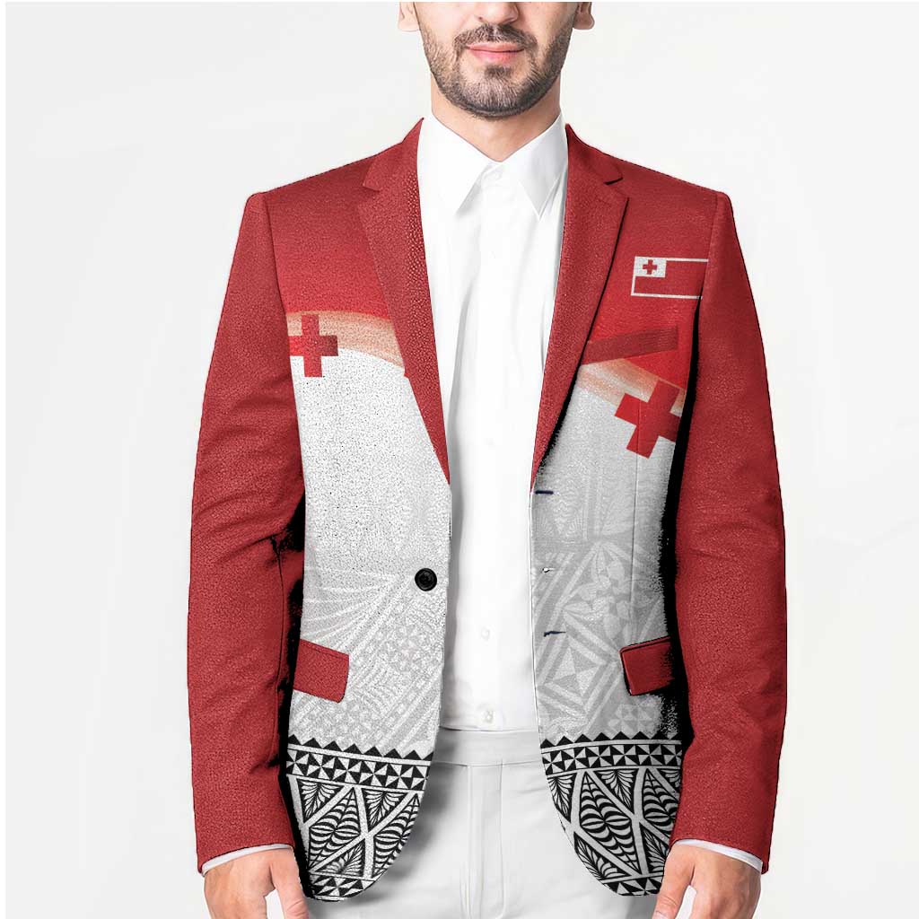 Ikale Tahi Pacific Tonga Rugby Custom Blazer Tongan Ngatu with Flag Pattern - Polynesian Pride