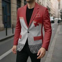 Ikale Tahi Pacific Tonga Rugby Custom Blazer Tongan Ngatu with Flag Pattern - Polynesian Pride