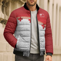 Ikale Tahi Pacific Tonga Rugby Custom Bomber Puffer Jacket Tongan Ngatu with Flag Pattern LT9 - Polynesian Pride