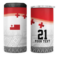 Ikale Tahi Pacific Tonga Rugby Custom 4 in 1 Can Cooler Tumbler Tongan Ngatu with Flag Pattern LT9 One Size: 16 oz Red - Polynesian Pride