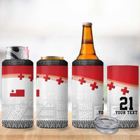 Ikale Tahi Pacific Tonga Rugby Custom 4 in 1 Can Cooler Tumbler Tongan Ngatu with Flag Pattern LT9 - Polynesian Pride
