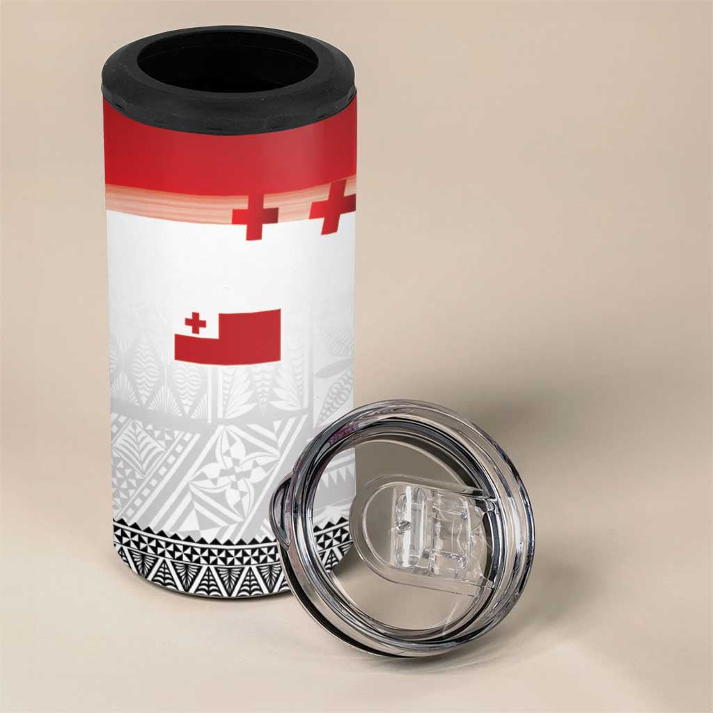 Ikale Tahi Pacific Tonga Rugby Custom 4 in 1 Can Cooler Tumbler Tongan Ngatu with Flag Pattern LT9 - Polynesian Pride