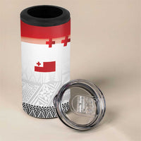 Ikale Tahi Pacific Tonga Rugby Custom 4 in 1 Can Cooler Tumbler Tongan Ngatu with Flag Pattern LT9 - Polynesian Pride