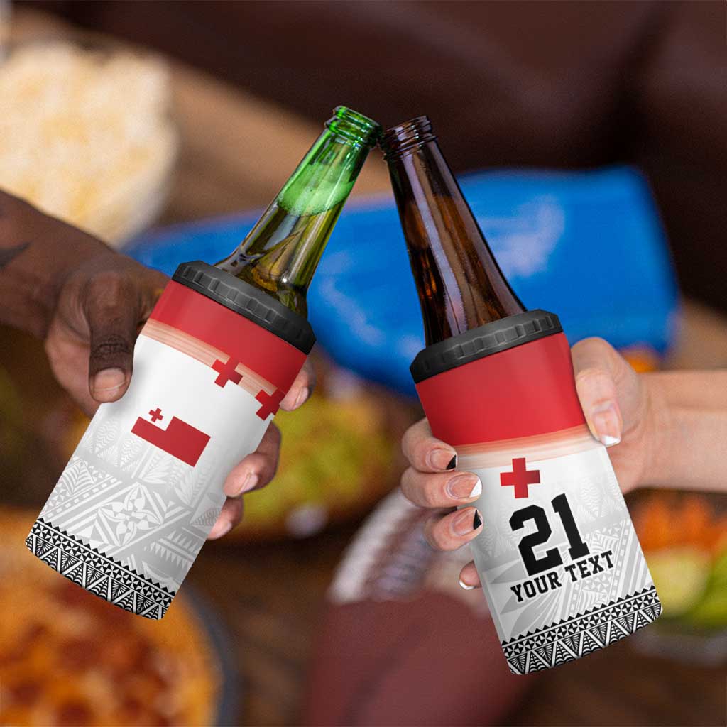 Ikale Tahi Pacific Tonga Rugby Custom 4 in 1 Can Cooler Tumbler Tongan Ngatu with Flag Pattern LT9 - Polynesian Pride