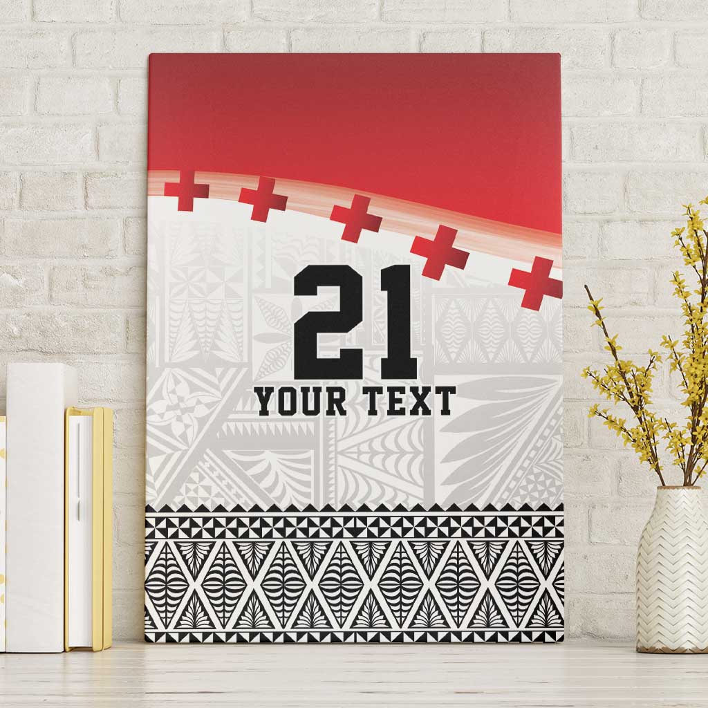 Ikale Tahi Pacific Tonga Rugby Custom Canvas Wall Art Tongan Ngatu with Flag Pattern LT9 Without Frame Red - Polynesian Pride