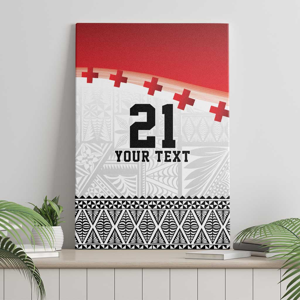 Ikale Tahi Pacific Tonga Rugby Custom Canvas Wall Art Tongan Ngatu with Flag Pattern LT9 - Polynesian Pride