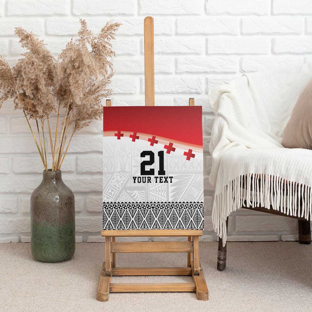 Ikale Tahi Pacific Tonga Rugby Custom Canvas Wall Art Tongan Ngatu with Flag Pattern LT9 - Polynesian Pride