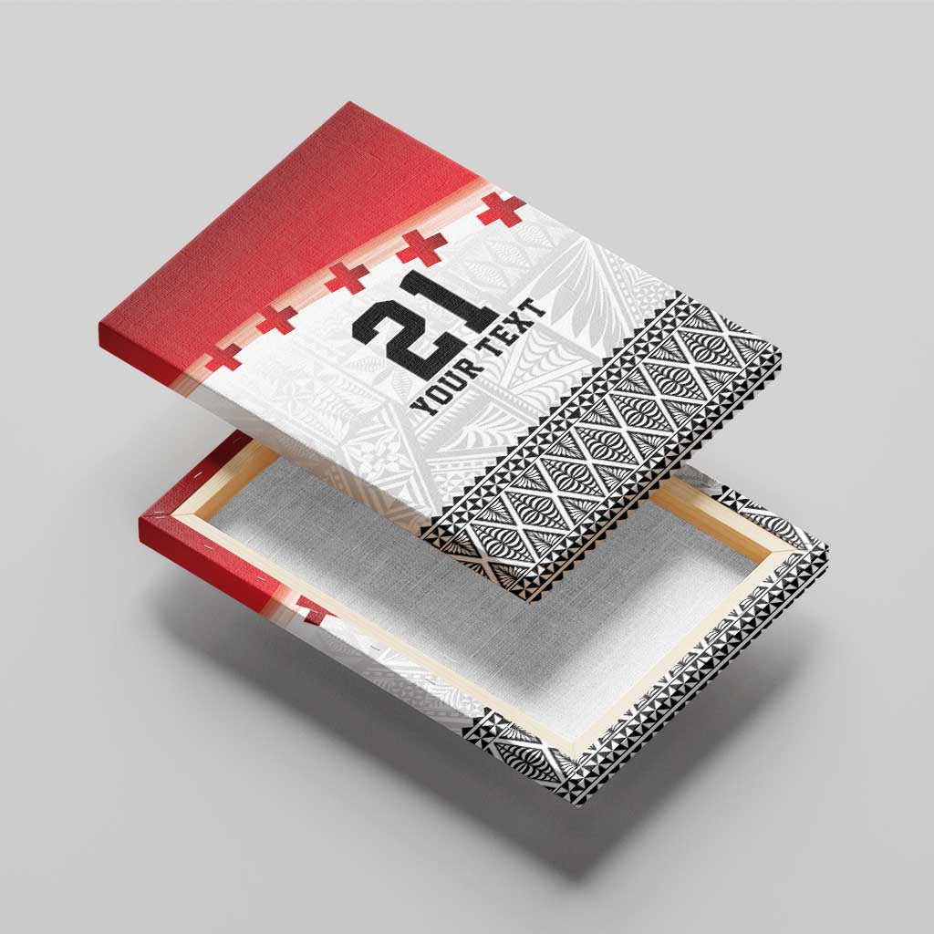 Ikale Tahi Pacific Tonga Rugby Custom Canvas Wall Art Tongan Ngatu with Flag Pattern LT9 - Polynesian Pride