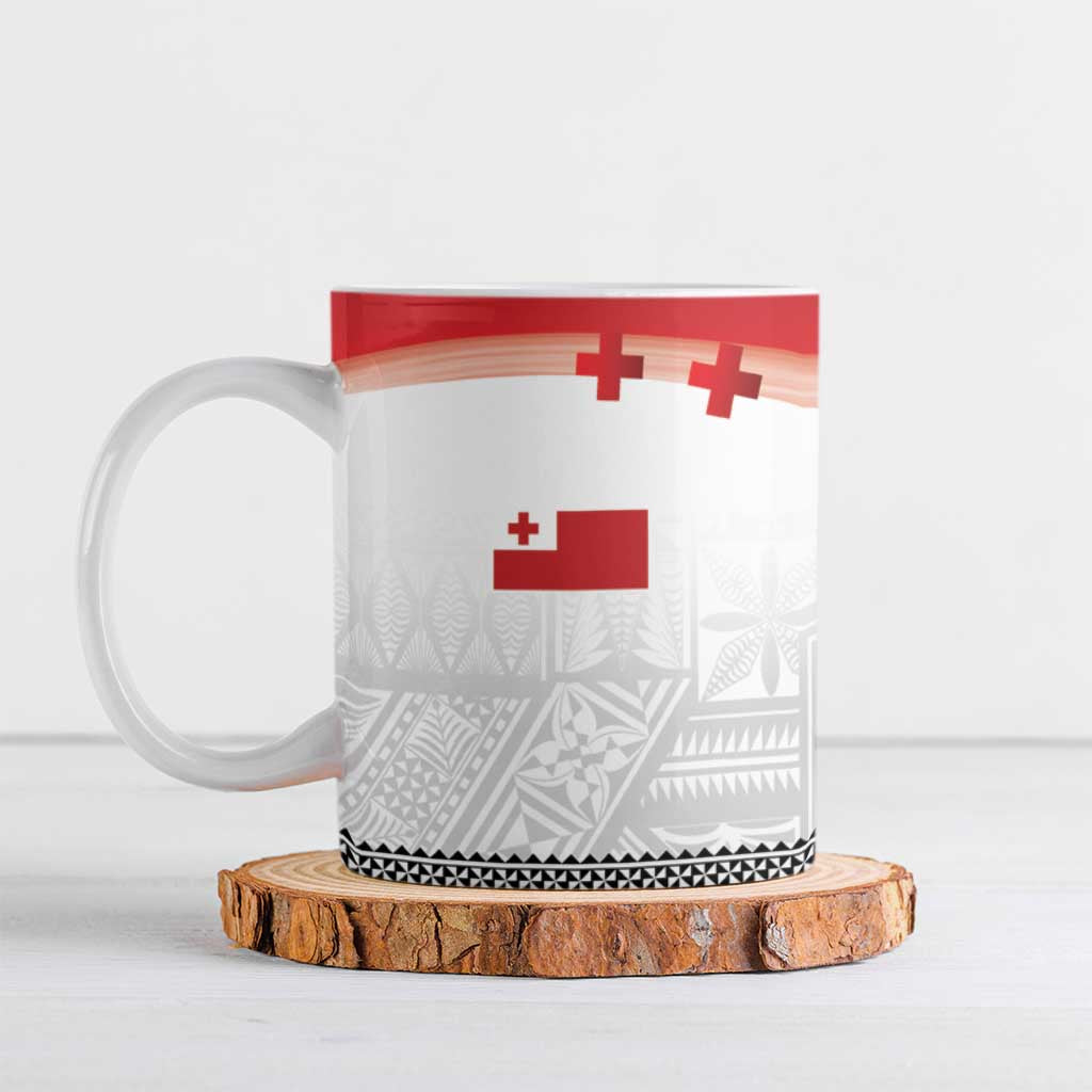 Ikale Tahi Pacific Tonga Rugby Custom Ceramic Mug Tongan Ngatu with Flag Pattern LT9 Red - Polynesian Pride