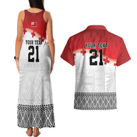 Ikale Tahi Pacific Tonga Rugby Custom Couples Matching Tank Maxi Dress and Hawaiian Shirt Tongan Ngatu with Flag Pattern LT9 - Polynesian Pride