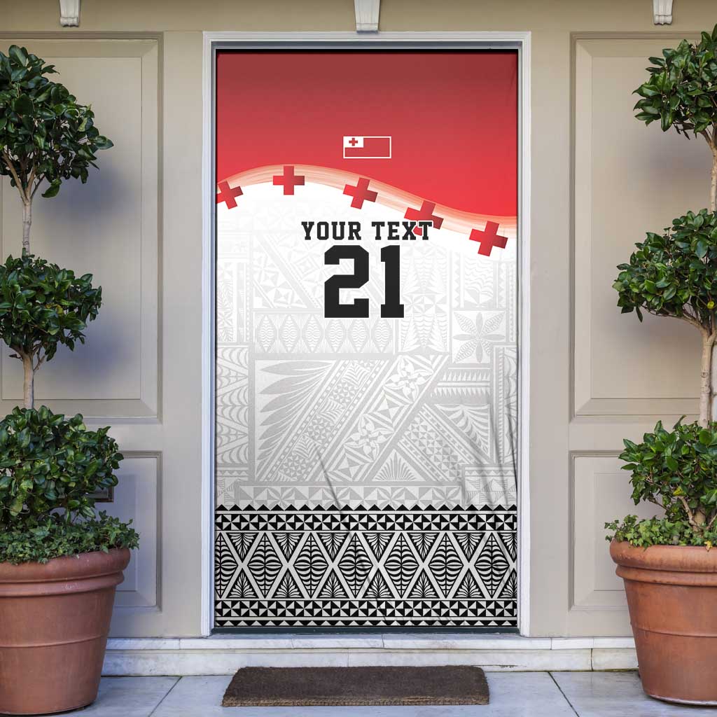 Ikale Tahi Pacific Tonga Rugby Custom Door Cover Tongan Ngatu with Flag Pattern LT9 Red - Polynesian Pride