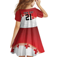Ikale Tahi Pacific Tonga Rugby Custom Family Matching Off The Shoulder Long Sleeve Dress and Hawaiian Shirt Tongan Ngatu with Flag Pattern