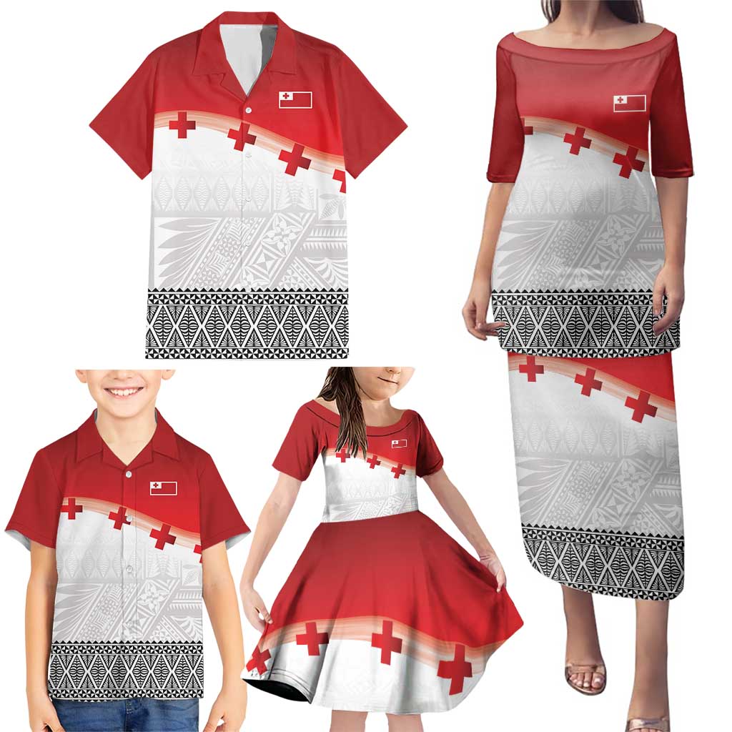 Ikale Tahi Pacific Tonga Rugby Custom Family Matching Puletasi and Hawaiian Shirt Tongan Ngatu with Flag Pattern LT9 - Polynesian Pride