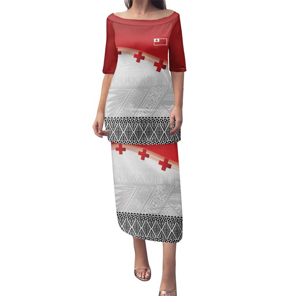 Ikale Tahi Pacific Tonga Rugby Custom Family Matching Puletasi and Hawaiian Shirt Tongan Ngatu with Flag Pattern LT9 Mom's Dress Red - Polynesian Pride