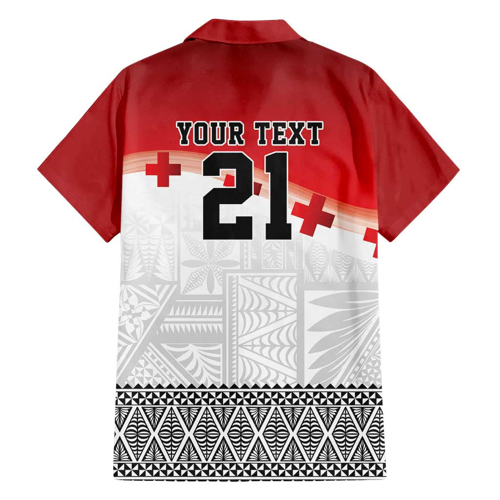 Ikale Tahi Pacific Tonga Rugby Custom Family Matching Short Sleeve Bodycon Dress and Hawaiian Shirt Tongan Ngatu with Flag Pattern