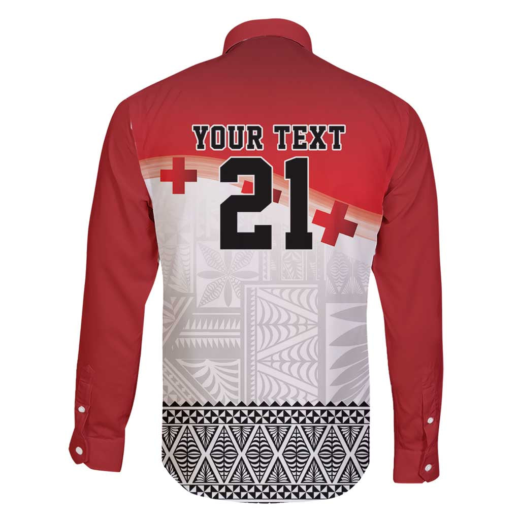 Ikale Tahi Pacific Tonga Rugby Custom Family Matching Short Sleeve Bodycon Dress and Hawaiian Shirt Tongan Ngatu with Flag Pattern
