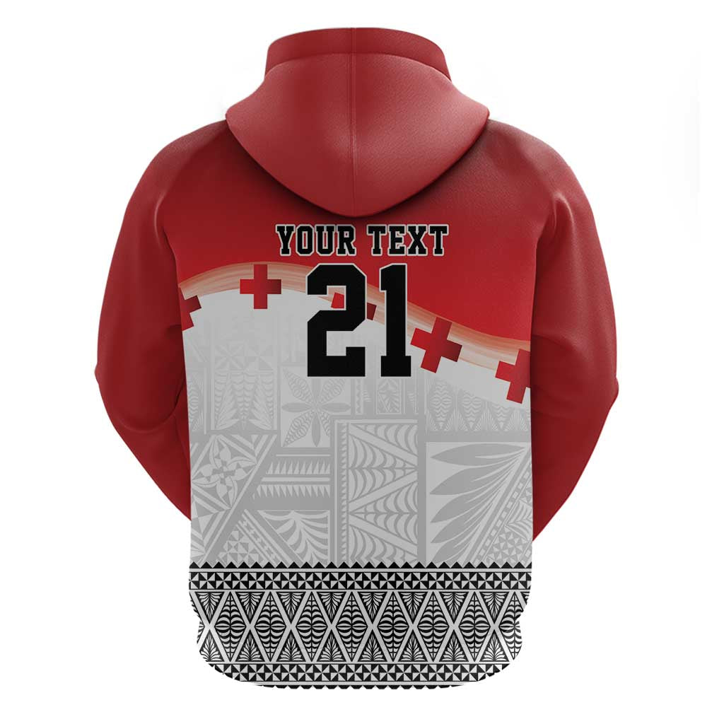 Ikale Tahi Pacific Tonga Rugby Custom Hoodie Tongan Ngatu with Flag Pattern