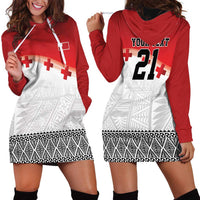 Ikale Tahi Pacific Tonga Rugby Custom Hoodie Dress Tongan Ngatu with Flag Pattern
