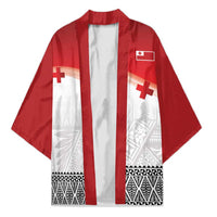 Ikale Tahi Pacific Tonga Rugby Custom Kimono Tongan Ngatu with Flag Pattern LT9 Unisex Red - Polynesian Pride