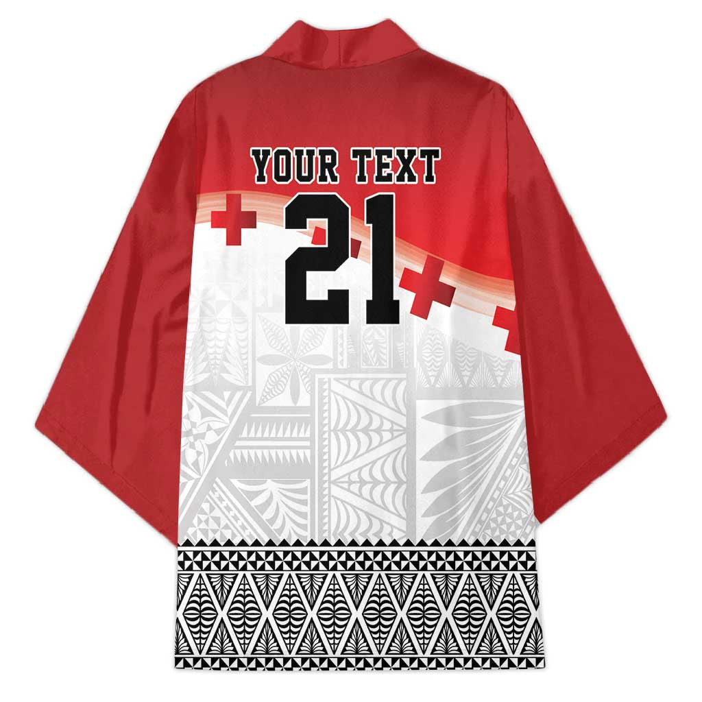 Ikale Tahi Pacific Tonga Rugby Custom Kimono Tongan Ngatu with Flag Pattern LT9 - Polynesian Pride