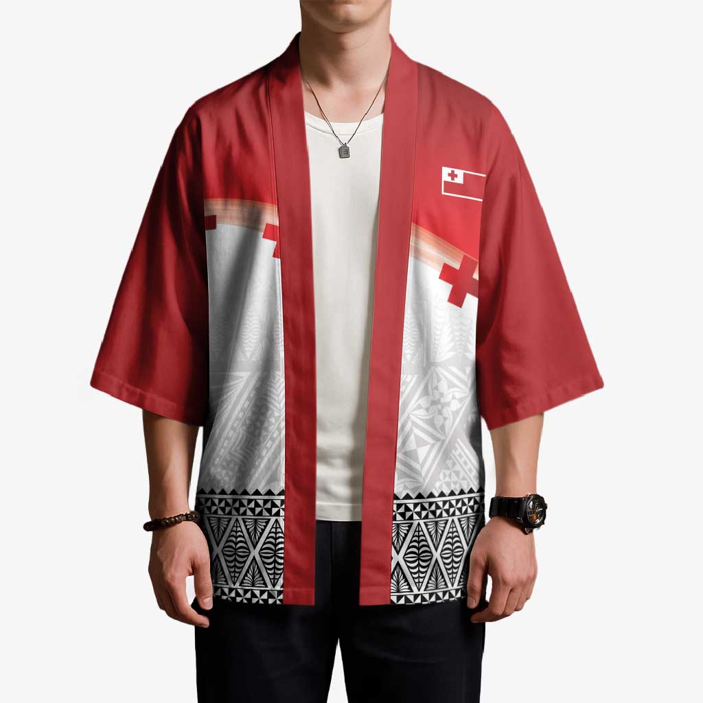 Ikale Tahi Pacific Tonga Rugby Custom Kimono Tongan Ngatu with Flag Pattern LT9 - Polynesian Pride
