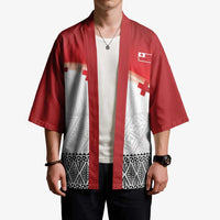 Ikale Tahi Pacific Tonga Rugby Custom Kimono Tongan Ngatu with Flag Pattern LT9 - Polynesian Pride