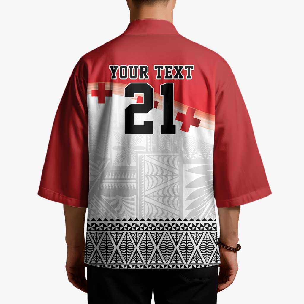 Ikale Tahi Pacific Tonga Rugby Custom Kimono Tongan Ngatu with Flag Pattern LT9 - Polynesian Pride