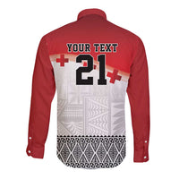 Ikale Tahi Pacific Tonga Rugby Custom Long Sleeve Button Shirt Tongan Ngatu with Flag Pattern LT9 - Polynesian Pride