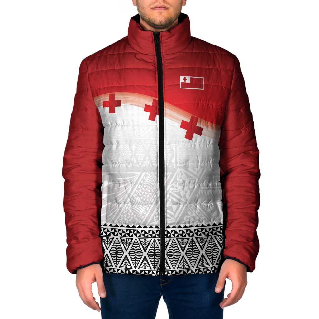 Ikale Tahi Pacific Tonga Rugby Custom Padded Jacket Tongan Ngatu with Flag Pattern LT9 Men Red - Polynesian Pride