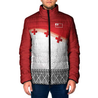 Ikale Tahi Pacific Tonga Rugby Custom Padded Jacket Tongan Ngatu with Flag Pattern LT9 Men Red - Polynesian Pride