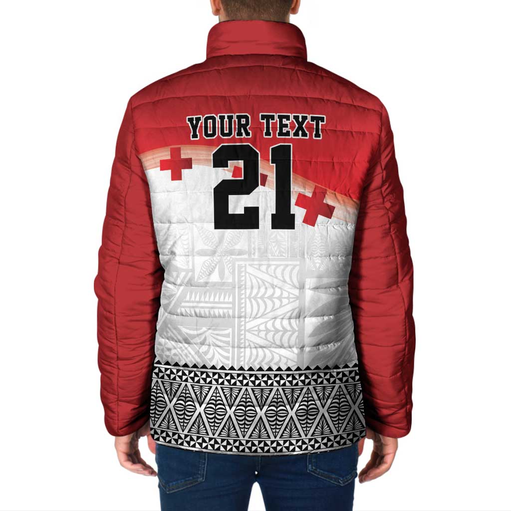 Ikale Tahi Pacific Tonga Rugby Custom Padded Jacket Tongan Ngatu with Flag Pattern LT9 - Polynesian Pride