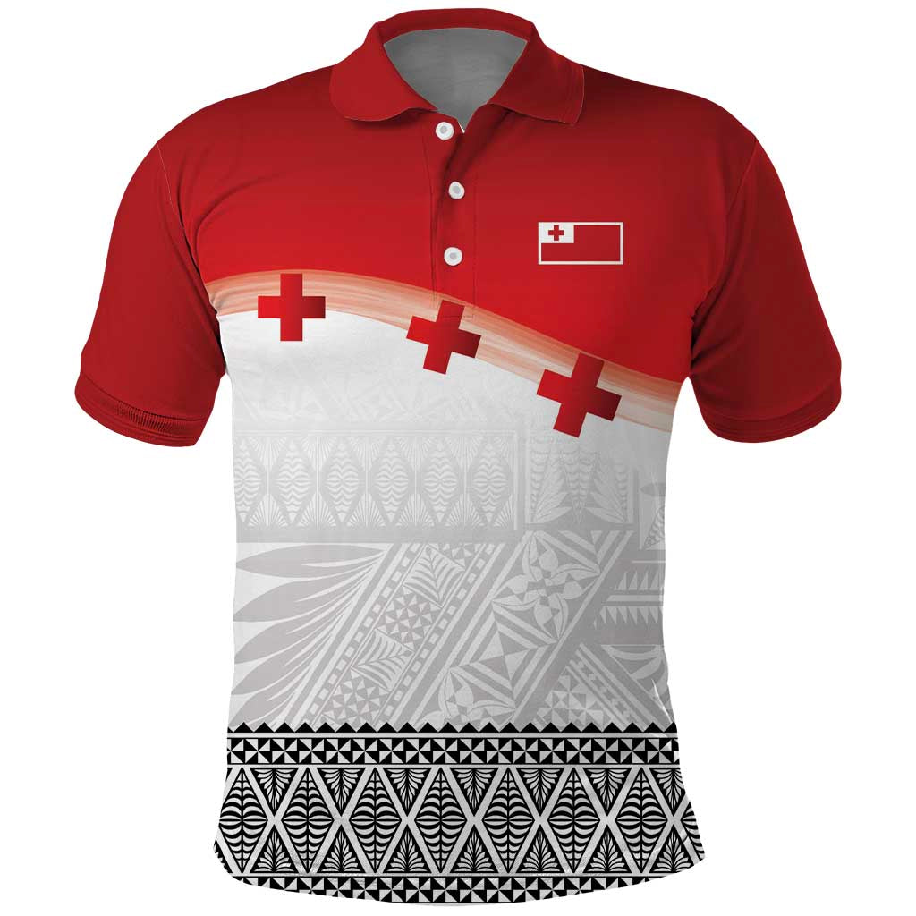 Ikale Tahi Pacific Tonga Rugby Custom Polo Shirt Tongan Ngatu with Flag Pattern