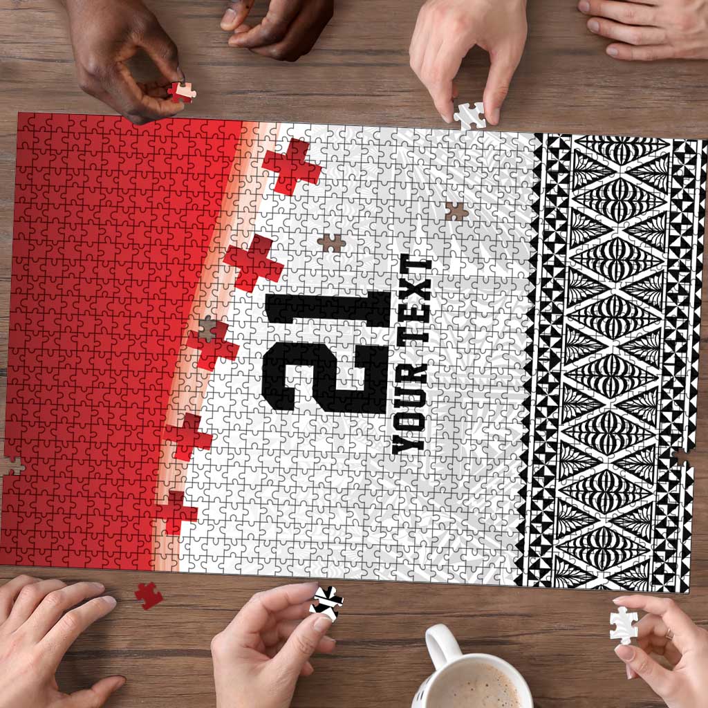 Ikale Tahi Pacific Tonga Rugby Custom Puzzle Tongan Ngatu with Flag Pattern LT9 - Polynesian Pride