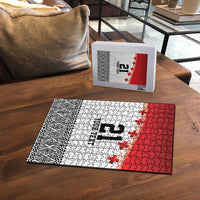 Ikale Tahi Pacific Tonga Rugby Custom Puzzle Tongan Ngatu with Flag Pattern LT9 - Polynesian Pride