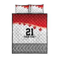 Ikale Tahi Pacific Tonga Rugby Custom Quilt Bed Set Tongan Ngatu with Flag Pattern