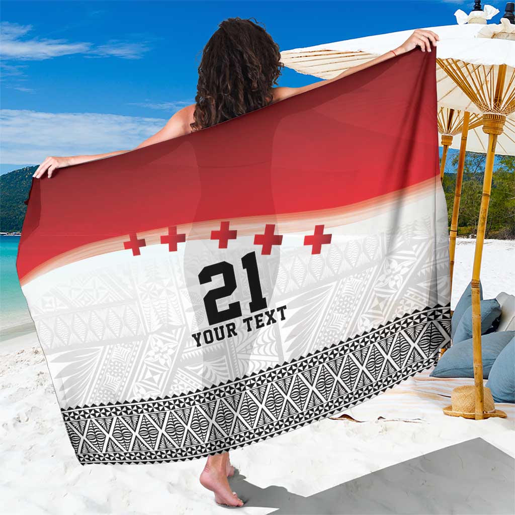 Ikale Tahi Pacific Tonga Rugby Custom Sarong Tongan Ngatu with Flag Pattern