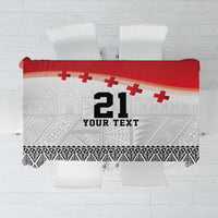 Ikale Tahi Pacific Tonga Rugby Custom Tablecloth Tongan Ngatu with Flag Pattern LT9 Red - Polynesian Pride