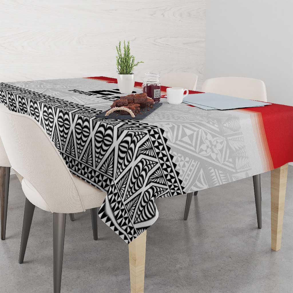 Ikale Tahi Pacific Tonga Rugby Custom Tablecloth Tongan Ngatu with Flag Pattern LT9 - Polynesian Pride