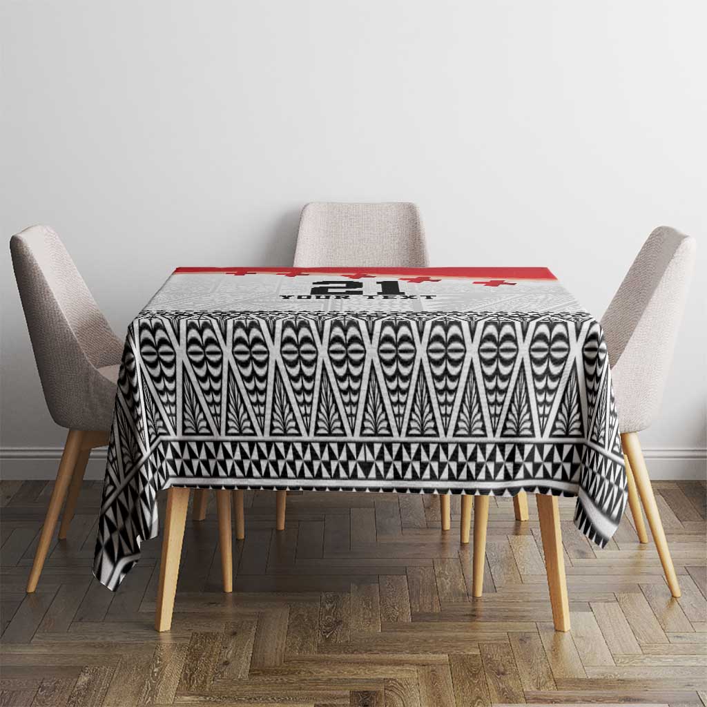 Ikale Tahi Pacific Tonga Rugby Custom Tablecloth Tongan Ngatu with Flag Pattern LT9 - Polynesian Pride