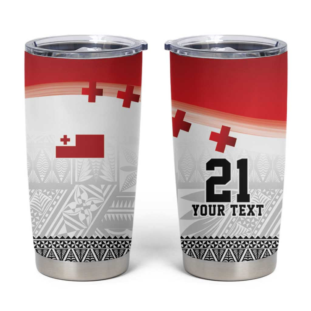 Ikale Tahi Pacific Tonga Rugby Custom Tumbler Cup Tongan Ngatu with Flag Pattern