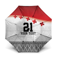 Ikale Tahi Pacific Tonga Rugby Custom Umbrella Tongan Ngatu with Flag Pattern LT9 One Size Folded 11.42 inch Opened Diameter 37.4 inch Red - Polynesian Pride